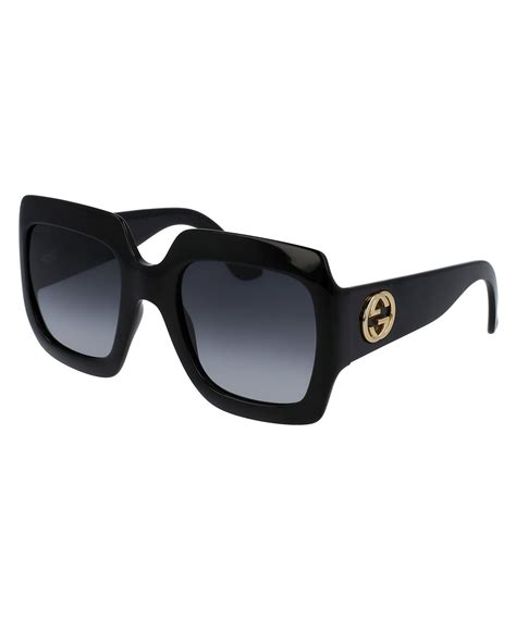 gucci black oversized square glasses|Oversized rectangular sunglasses in black injection .